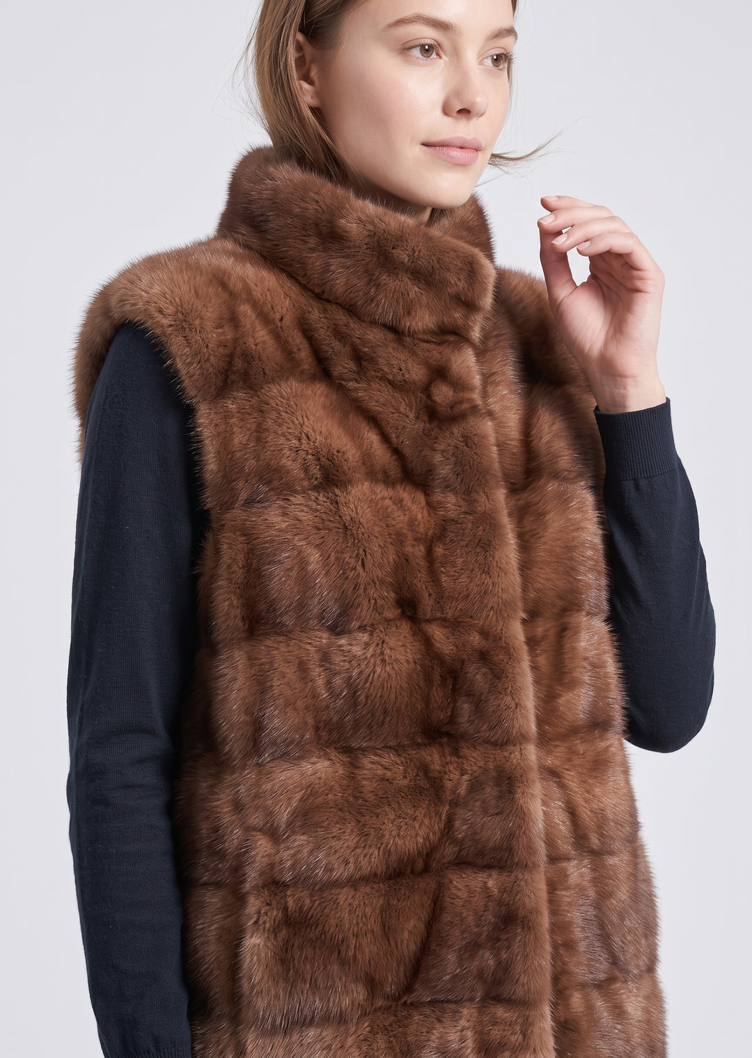 Gilet Nelly, 70 cm. - Vison - Femmes - Pastel