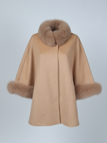 Damini Poncho, 75 cm. - Uld - Kvinder - Kamel