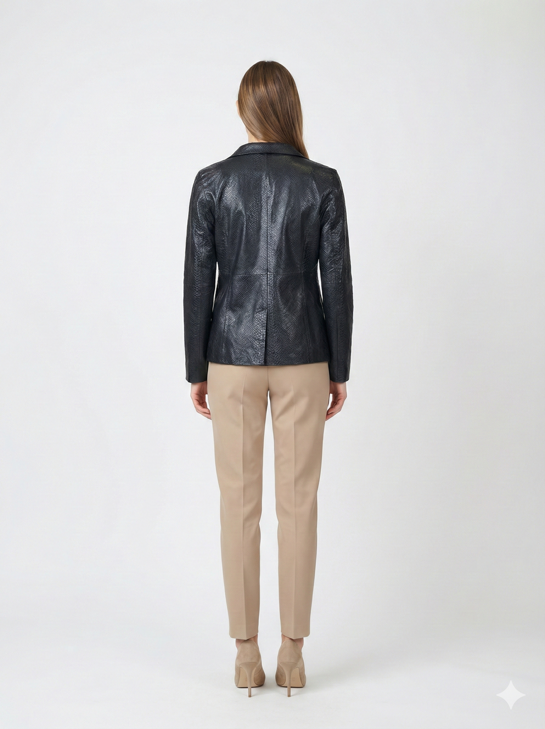Lia Blazer, 62 cm. - Krage - Lammläder - Dam - Svart