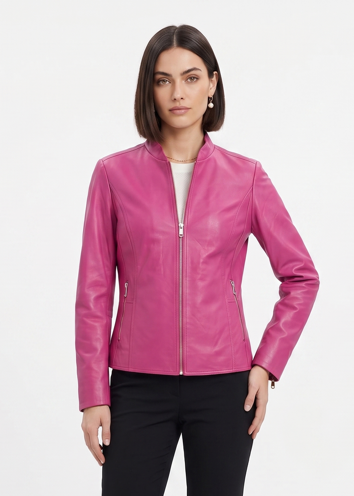 Penelope, 56 cm. - Lams Dior-leer - Dames - Fuchsia