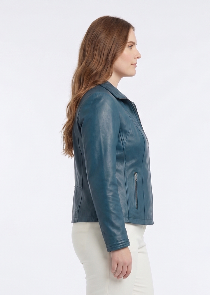 P 14-02 - Comfort - Lamb Malli Leren Jas - Dames - Kobaltblauw