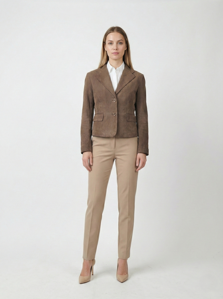 Ingria Blazer, 50 cm. - Gede ruskindslæder - Damer - Mørkegrøn