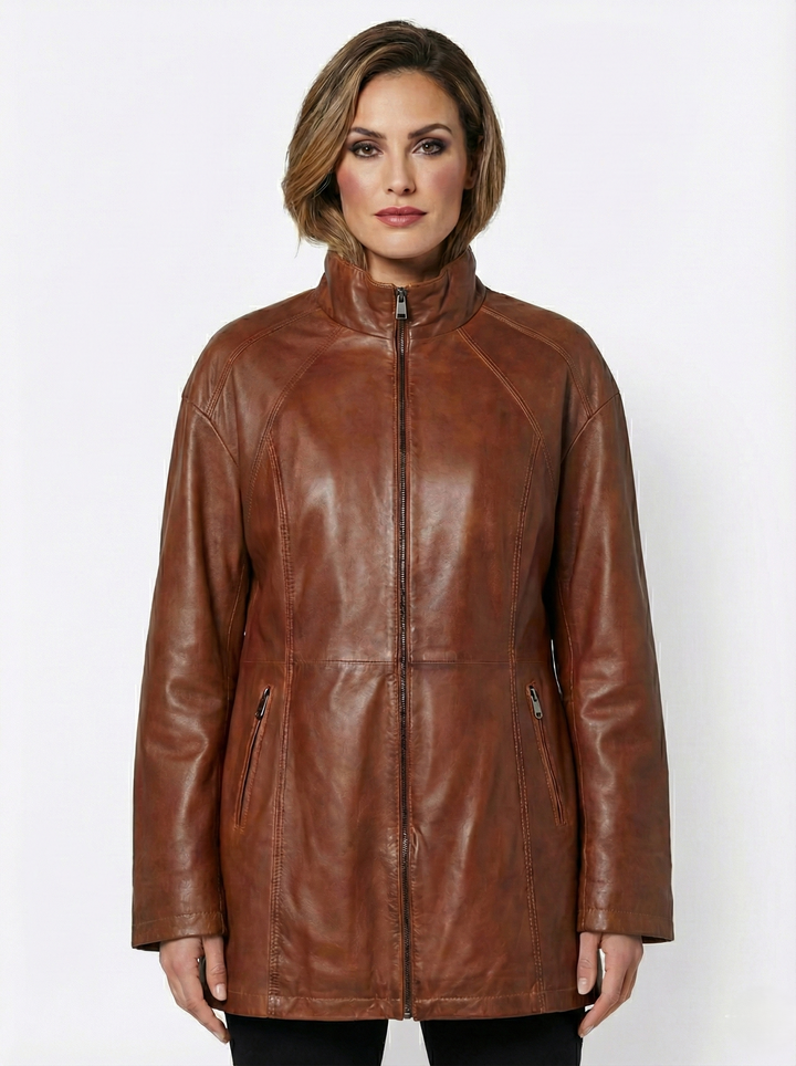 Pyril XL - Lam Malli Leer - Dames - Donker Cognac