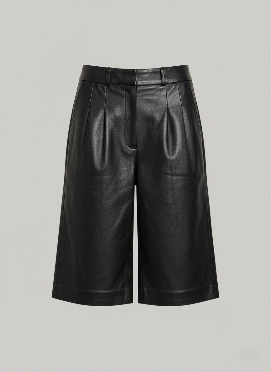 Marina Shorts - Lamb Thick Dace Läder -Dam - Svart