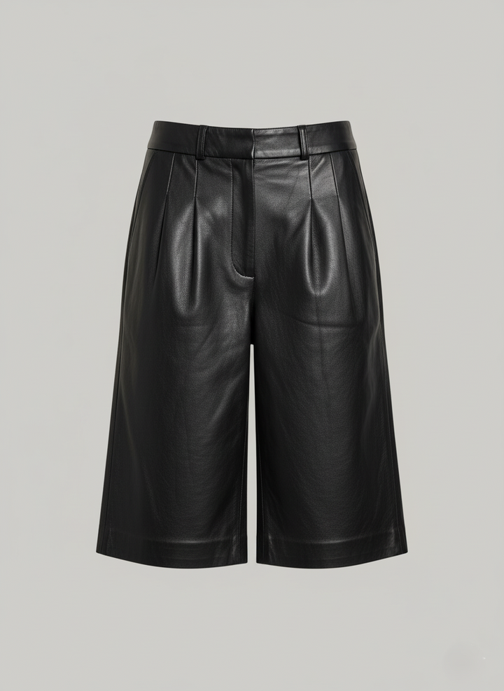 Marina Shorts - Lamb Thick Dace Läder -Dam - Svart