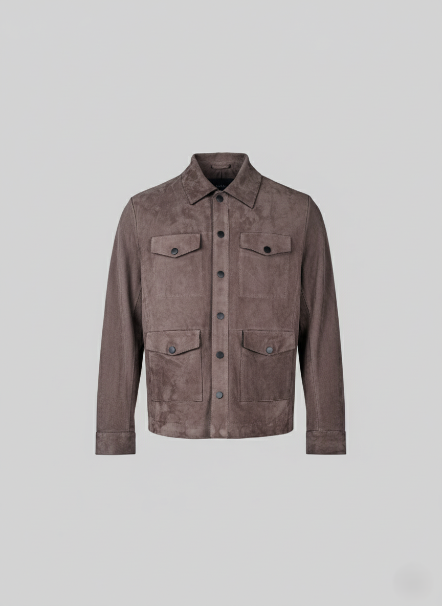 Gerhard, 65 cm. - Collar Goat Suede Thick Leather - Man Dark Grey