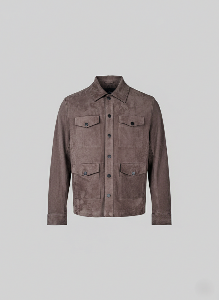 Gerhard, 65 cm. - Collar Goat Suede Thick Leather - Man Dark Grey
