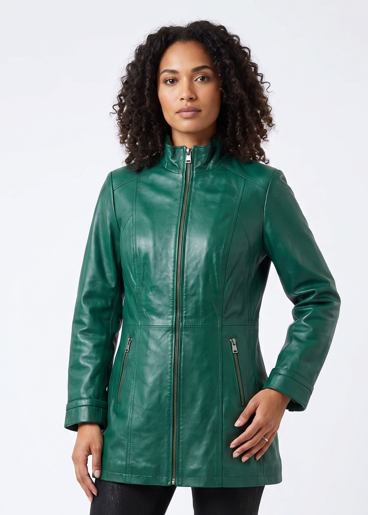 Pyril - XL - Lam Malli Leer - Dames - Kopergroen