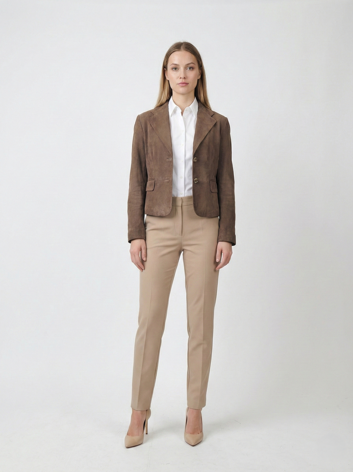 Ingria Blazer, 50 cm. - Gede ruskindslæder - Damer - Mørkegrøn