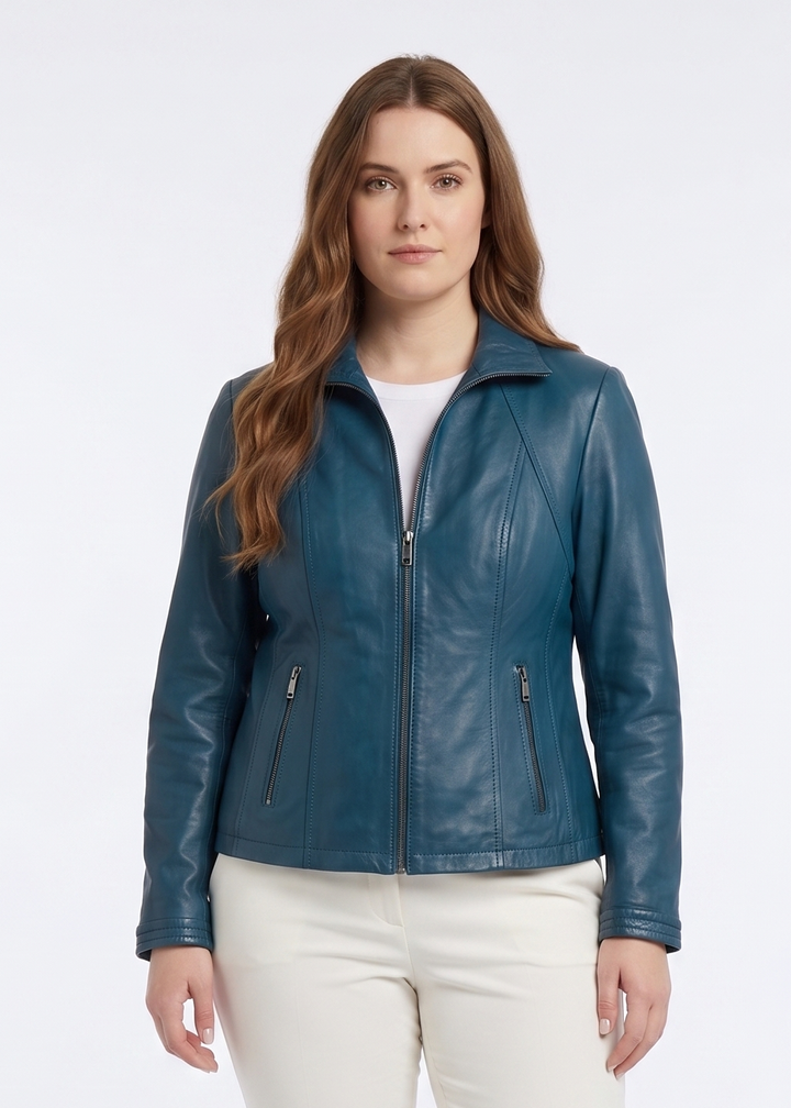 P 14-02 - Comfort - Lamb Malli Leren Jas - Dames - Kobaltblauw
