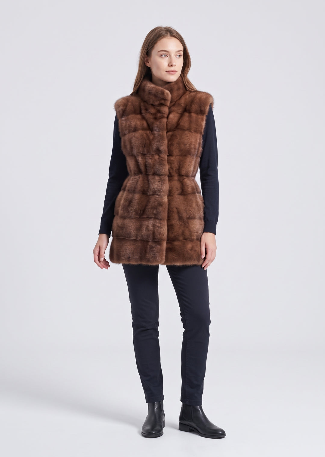 Gilet Nelly, 70 cm. - Vison - Femmes - Pastel