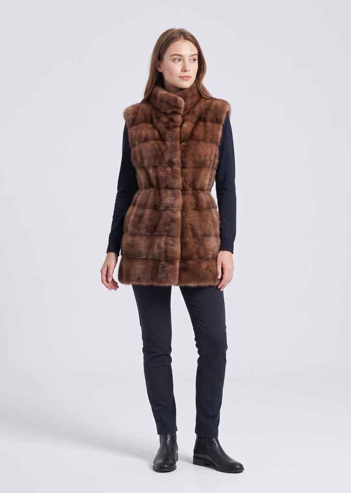 Gilet Nelly, 70 cm. - Vison - Femmes - Pastel