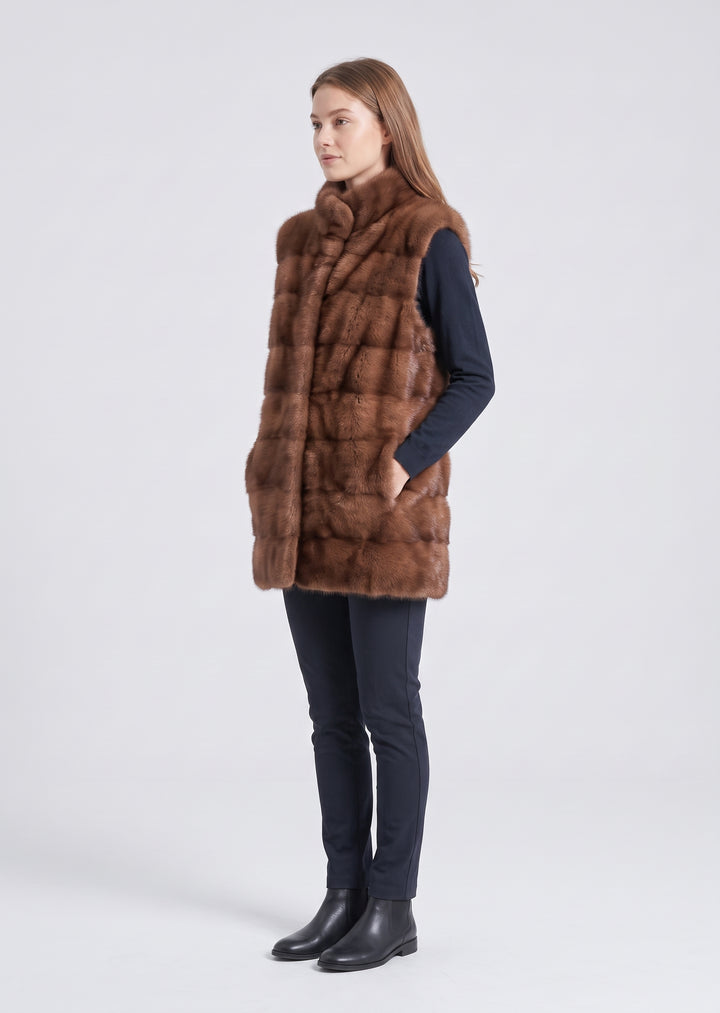 Gilet Nelly, 70 cm. - Vison - Femmes - Pastel