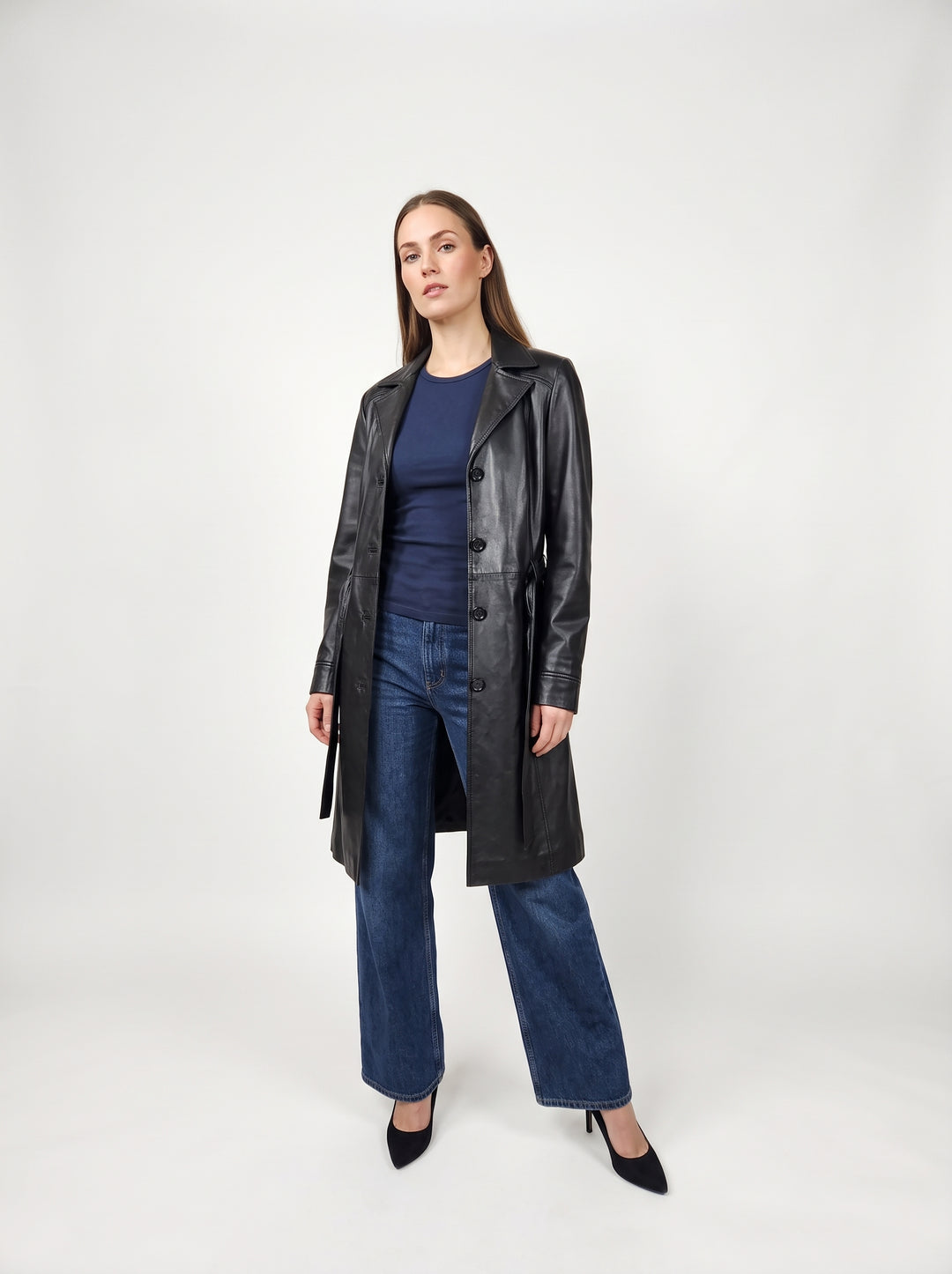 Gracy, 96 cm. - Lammepolsk nappaskinn - Svart