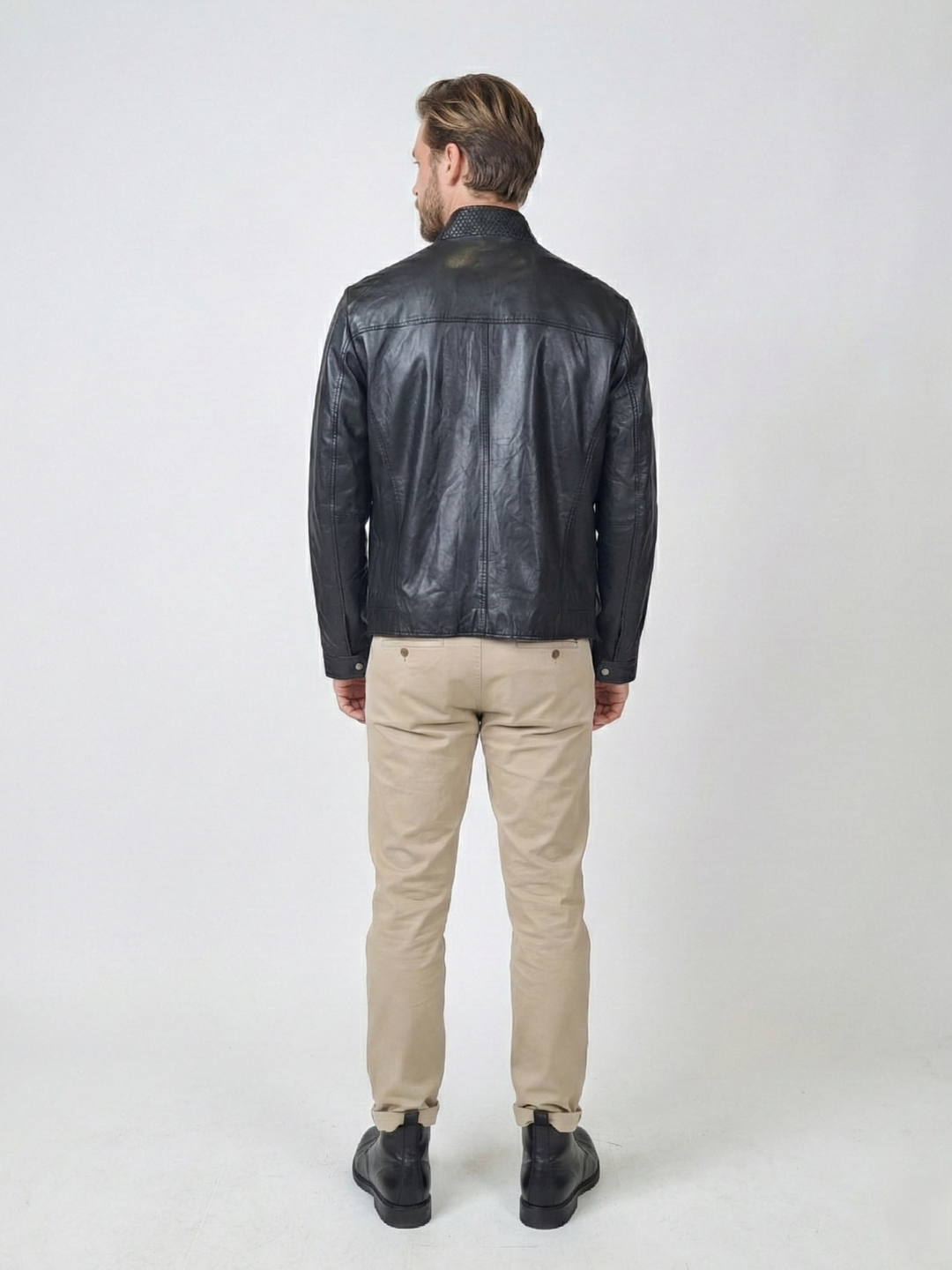 Herre 3535, 68 cm. - Lammelæder - Mand - Sort
