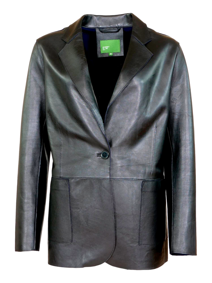 Esdoorn - Lam Malli Leren Blazer - Dames - Zwart