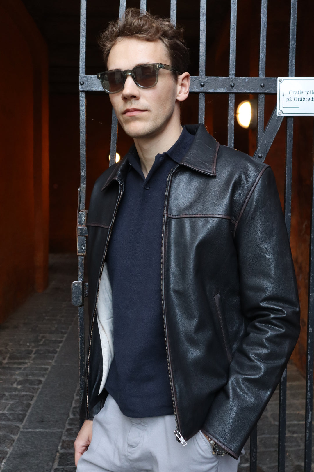 James Dean - Goat Rubbed Off Læderjakke - Mand - Sort