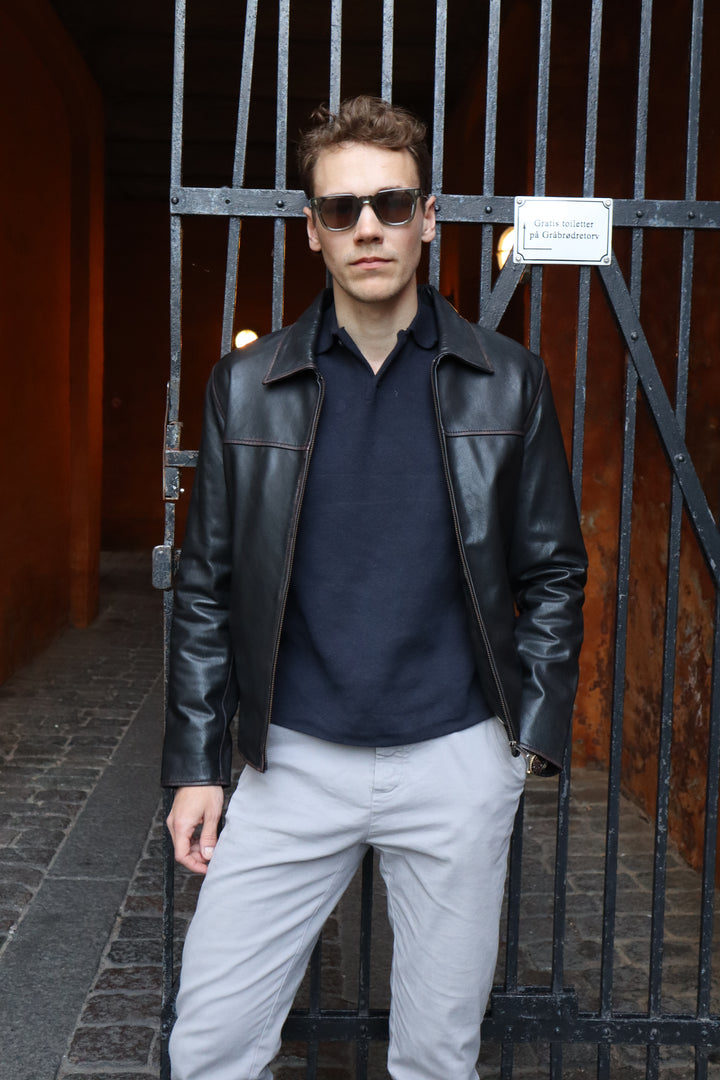 James Dean - Goat Rubbed Off Læderjakke - Mand - Sort