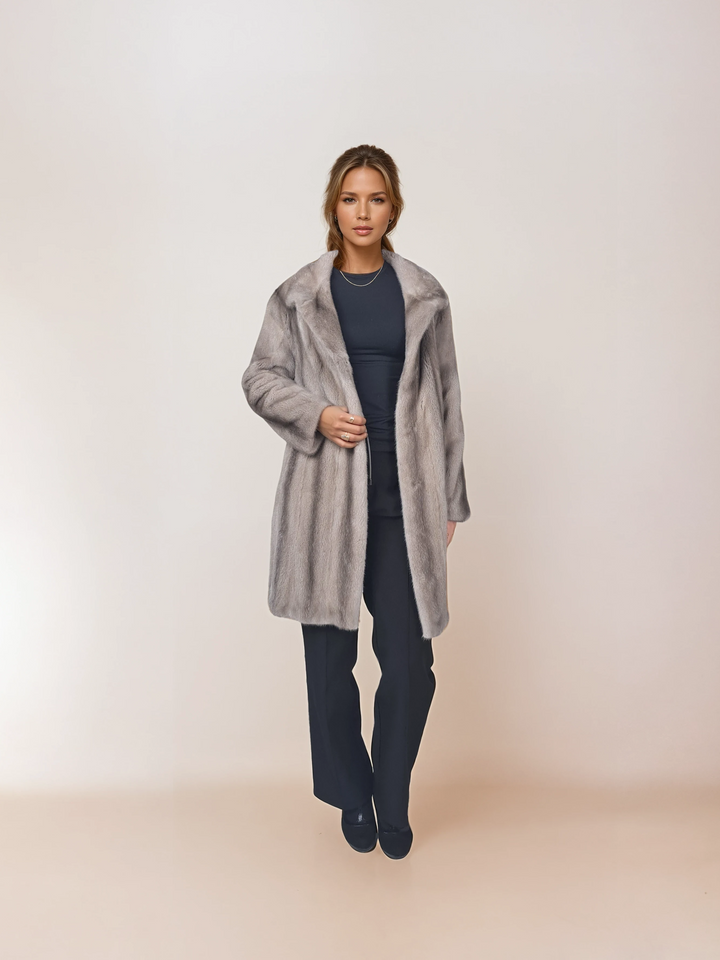 Filuka-A, 90 cm. - Krage - Mink - Dam - Silverblå