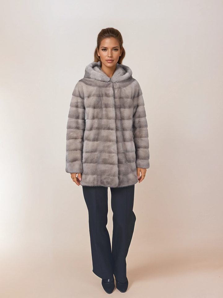 Victoria, 75 cm. - Hette - Mink - Dame - Sølvblå