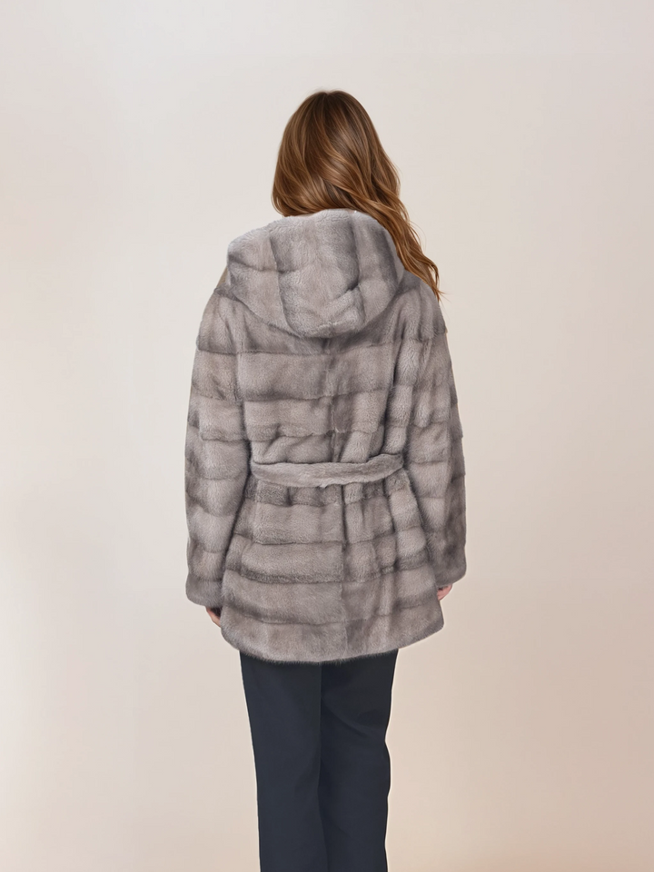Victoria, 75 cm. - Hette - Mink - Dame - Sølvblå
