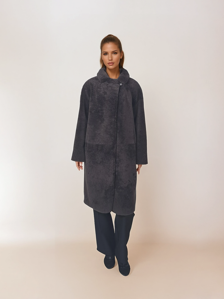 Hallo, 95 cm. - Kraag - Curly Lamb - Dames - Koffie
