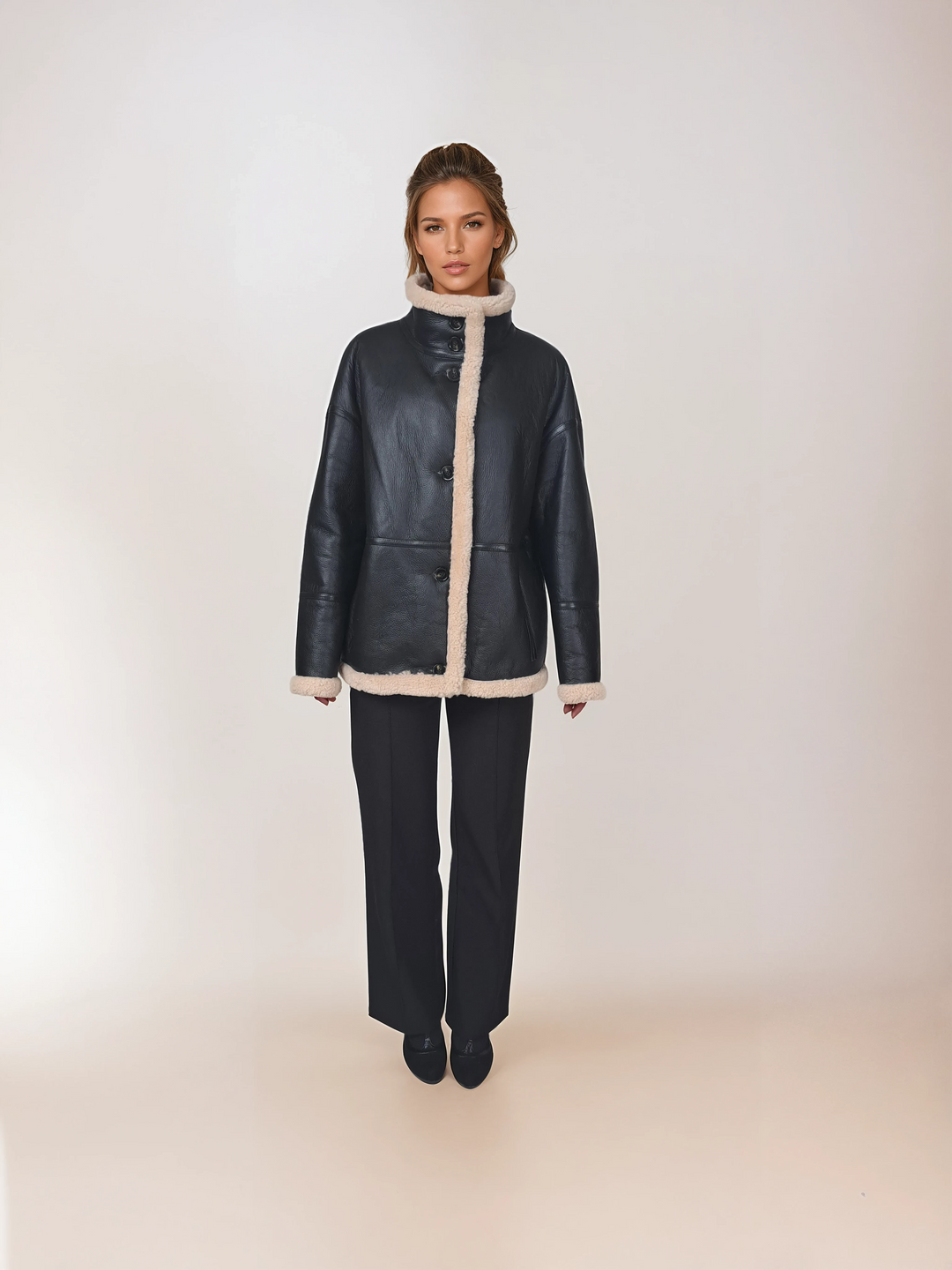 Junia, 65 cm. - Nappa Lamb Crack Washed -Damer - Sort