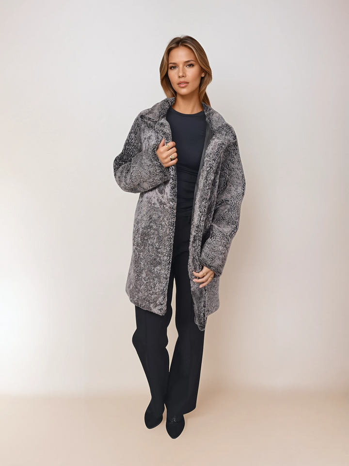 Onschuldig, 83 cm. - Kraag - Nappa Lamb Brisa - Dames - Donkerbruin