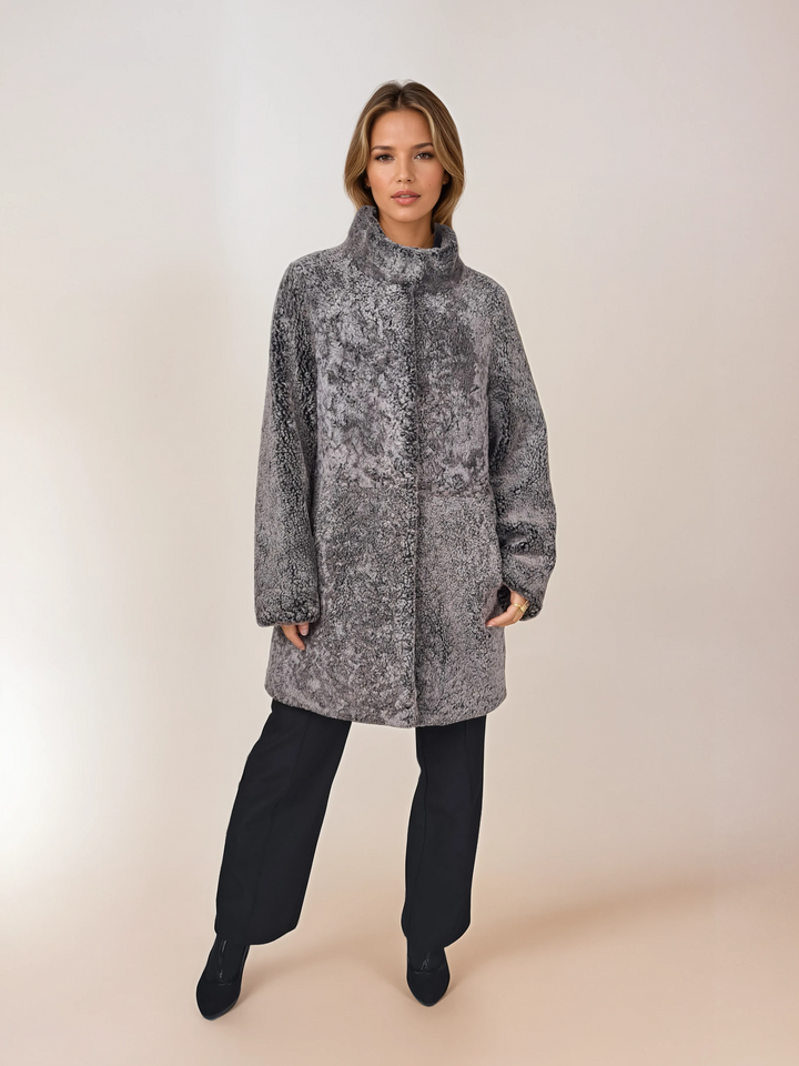 Onschuldig, 83 cm. - Kraag - Nappa Lamb Brisa - Dames - Donkerbruin