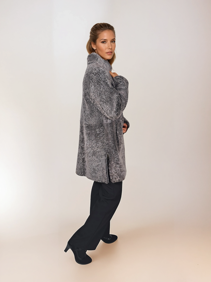 Onschuldig, 83 cm. - Kraag - Nappa Lamb Brisa - Dames - Donkerbruin