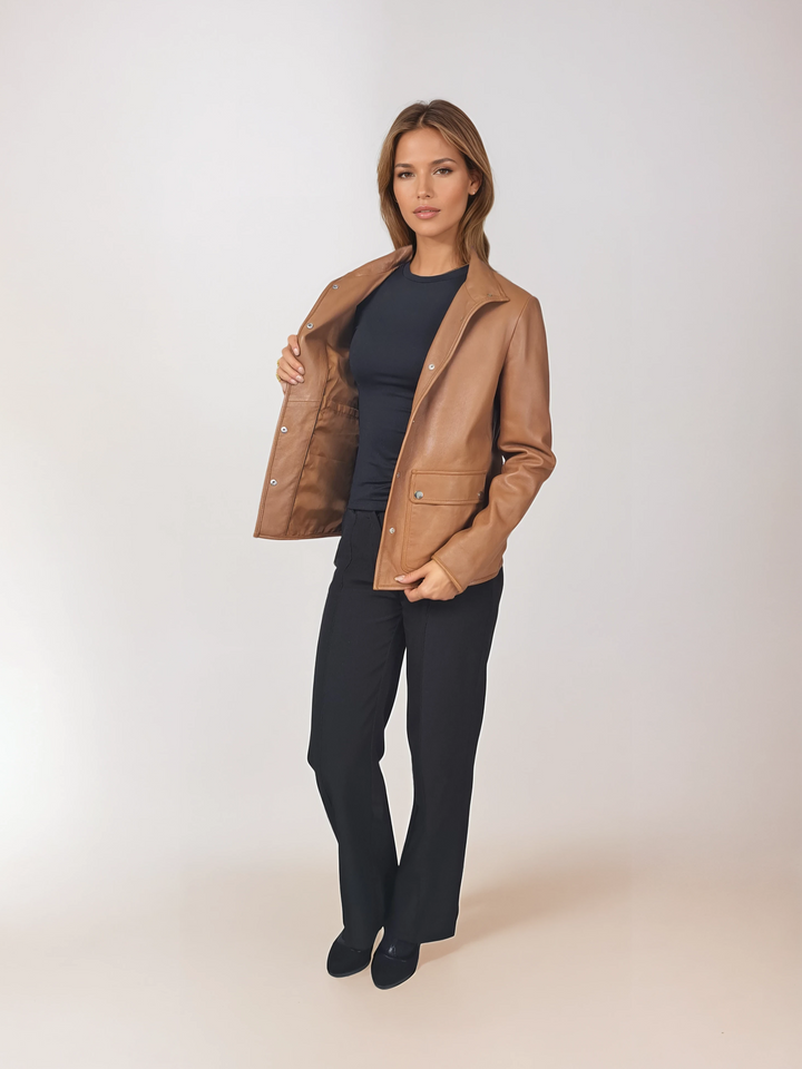 Ilina, 61 cm. - Lams Dior-leer - Dames - Karamel