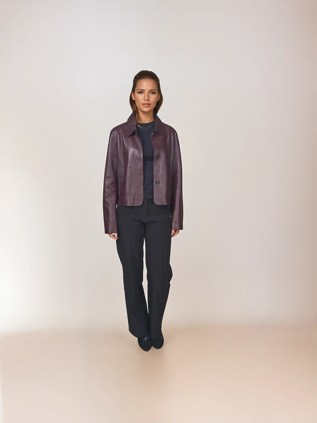 Kana, 52 cm. - Lamb Dior Bonded Læder-Damer - Bordeaux