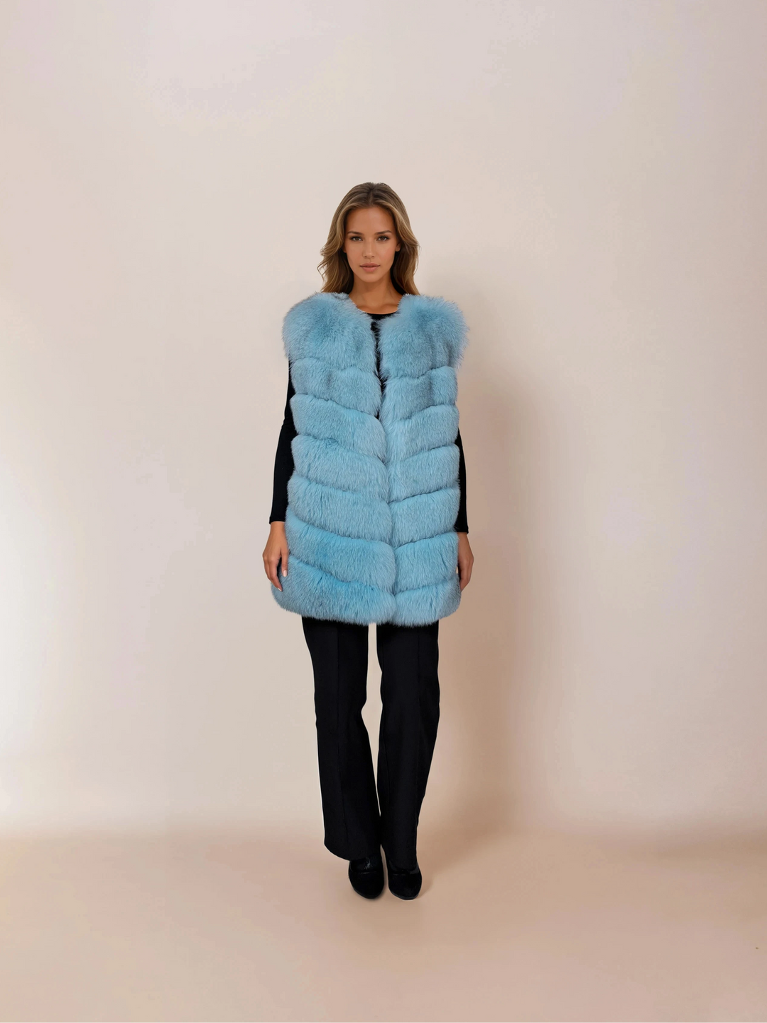 146 Vest, 75 cm. Blue Fox - Women Turquoise