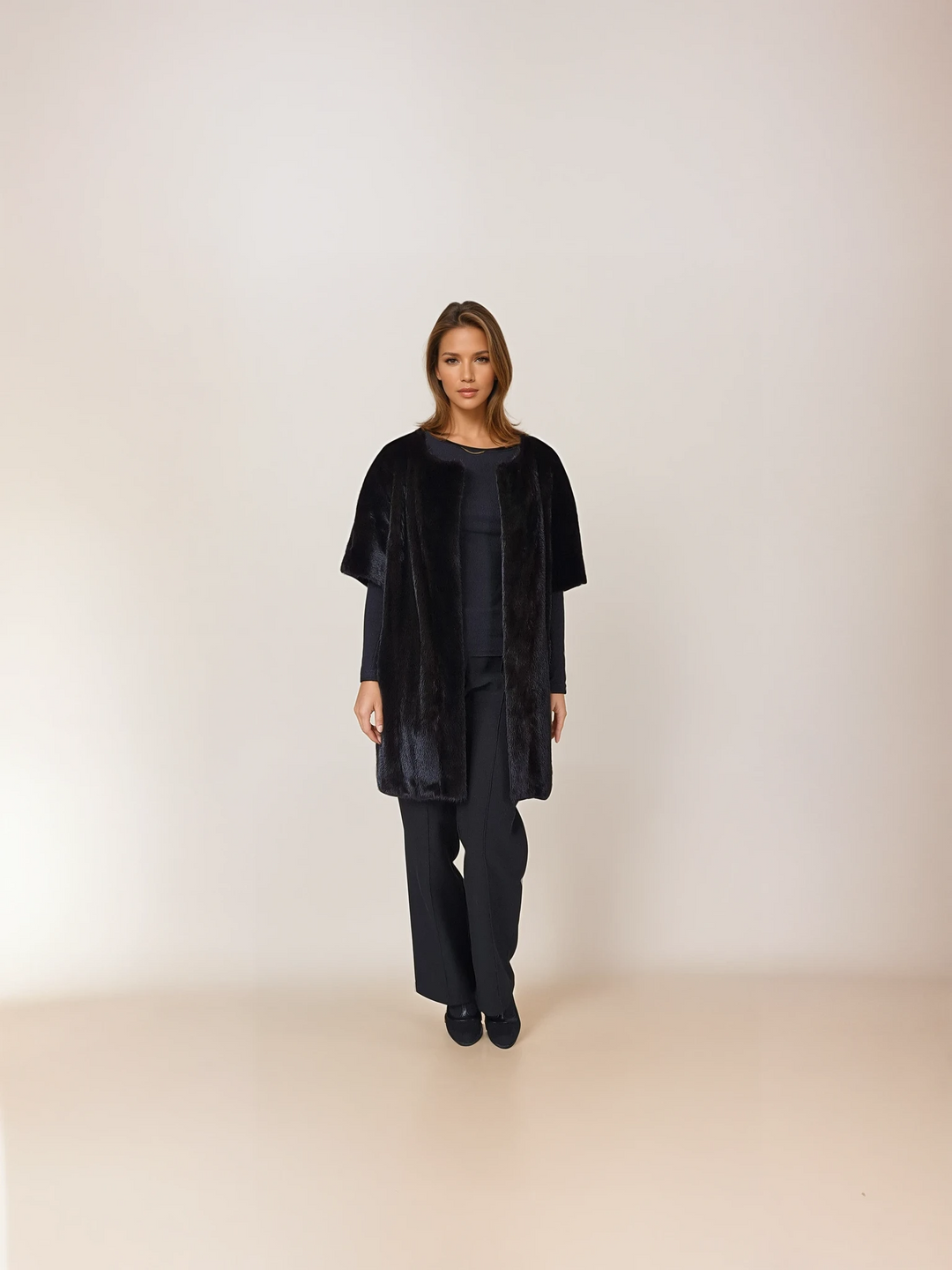 Kay, 80 cm. - Mink - Kvinder - Sort