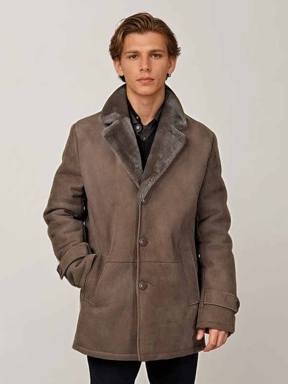 Isidore, 80 cm. - Collar Suede Lamb - Man Dark Oak
