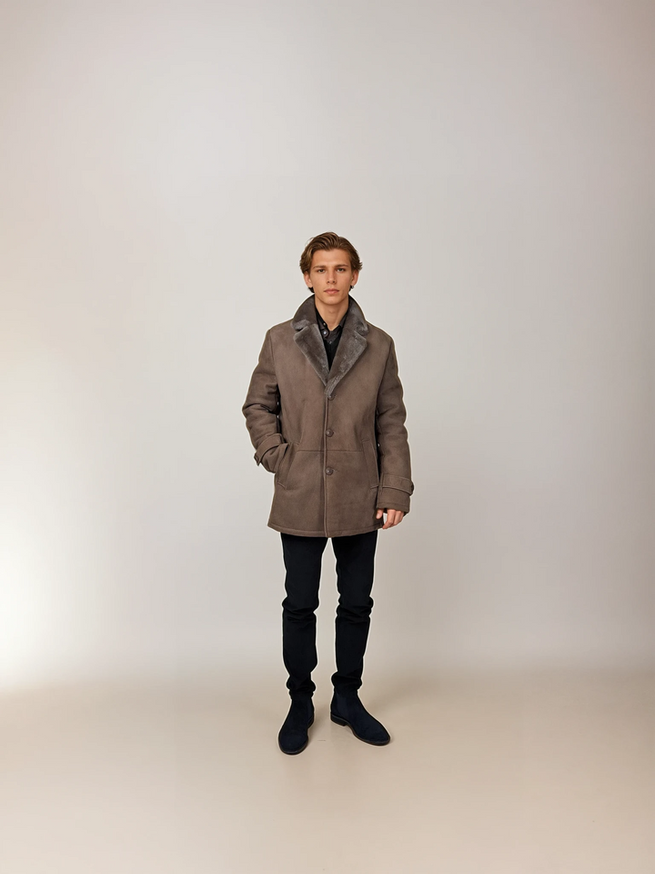 Isidore, 80 cm. - Collar Suede Lamb - Man Dark Oak