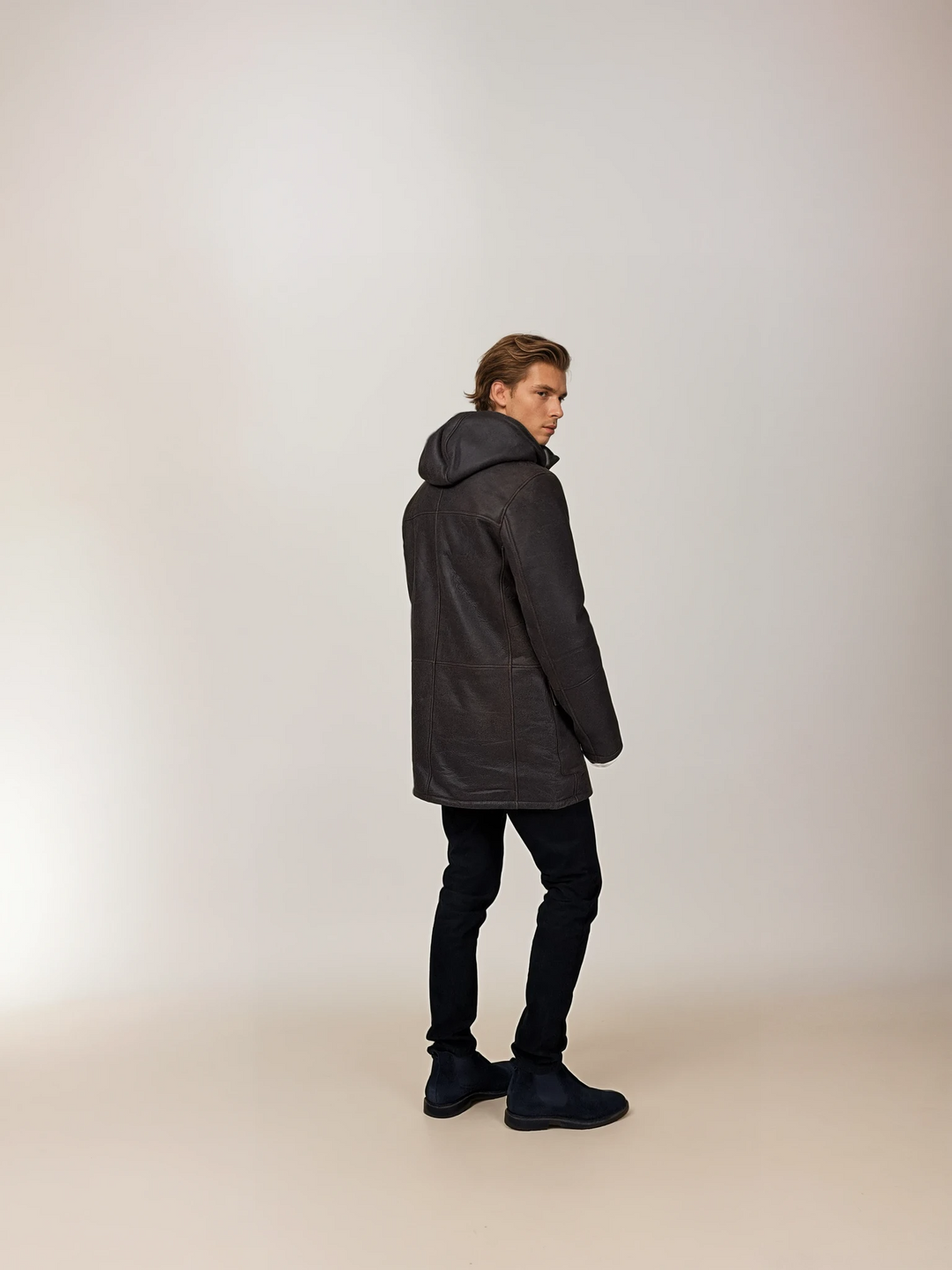 Iago, 85 cm. - Nappa Lamb Crack - Mand - Mørkebrun