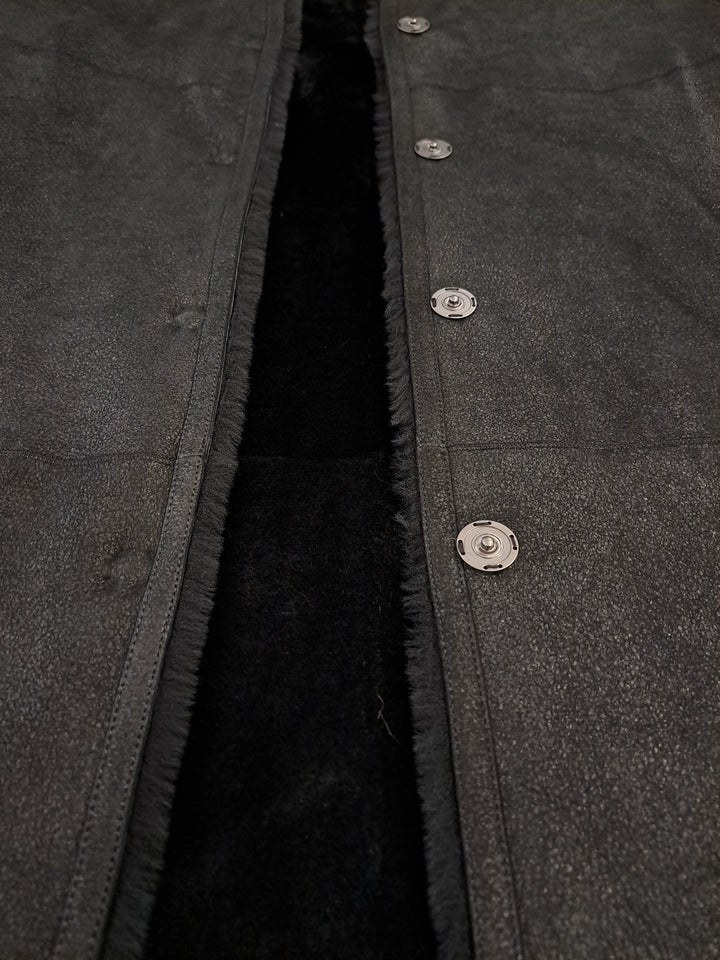 Giorgiana, 95 cm. - Hætte - Nappa Lamb Crack - Damer - Sort