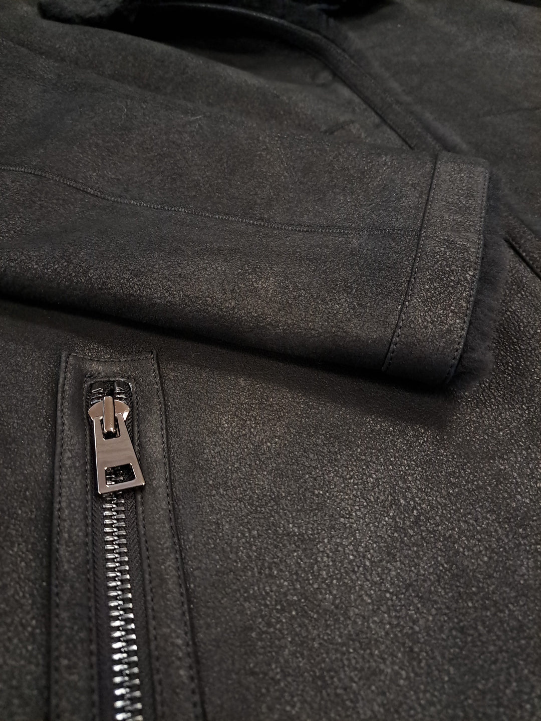 Giorgiana, 95 cm. - Hætte - Nappa Lamb Crack - Damer - Sort
