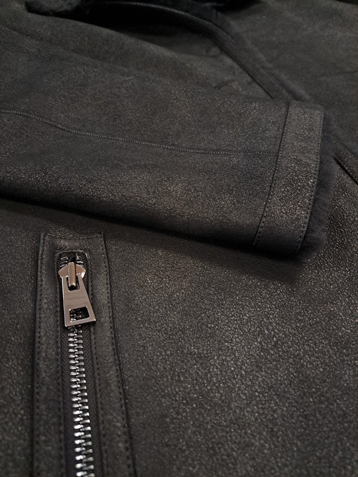 Giorgiana, 95 cm. - Hætte - Nappa Lamb Crack - Damer - Sort