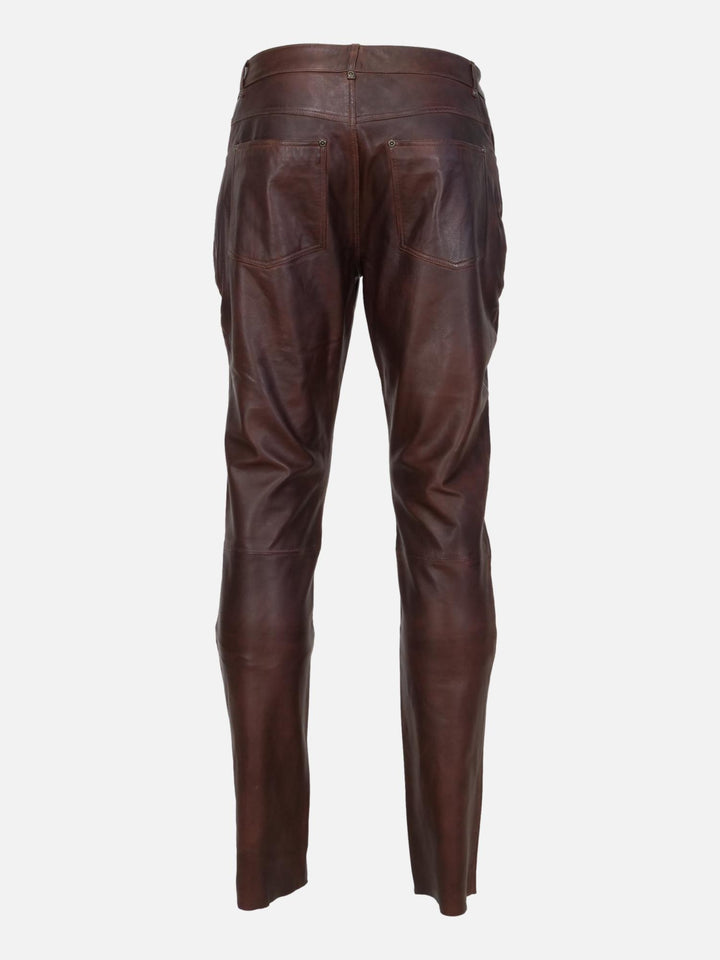 Jack Trouser Lamb Polish Nappa Leather -Man Autumn Brown