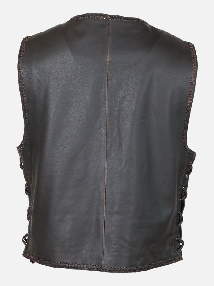 Finn Vest, 59 cm. - Fårelæder - Mand - Brun Sort
