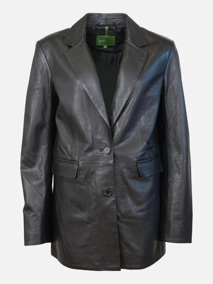 Julissia Blazer, 73 cm. - Lam Malli Leer - Dames - Zwart