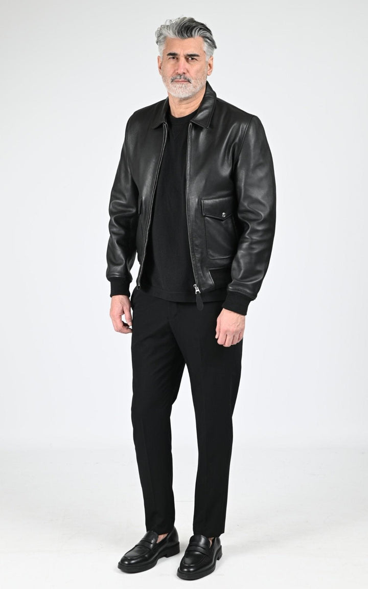 Blouson Cuir Homme Jaj -Schott-, modèle Lc aircraft de couleur noir