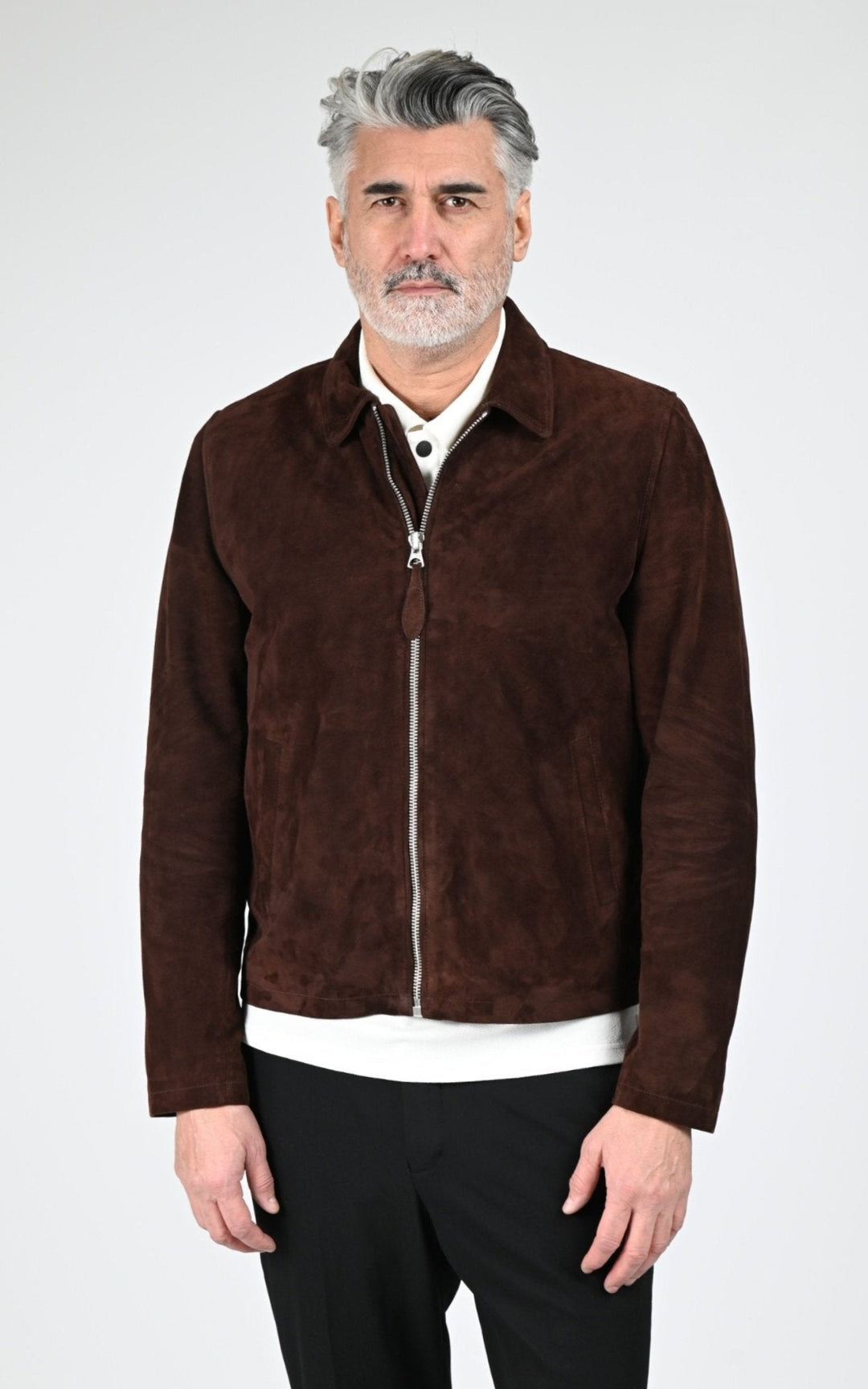 Veste Daim Homme Jaj -Schott-, modèle Lc classic s de couleur dark brown