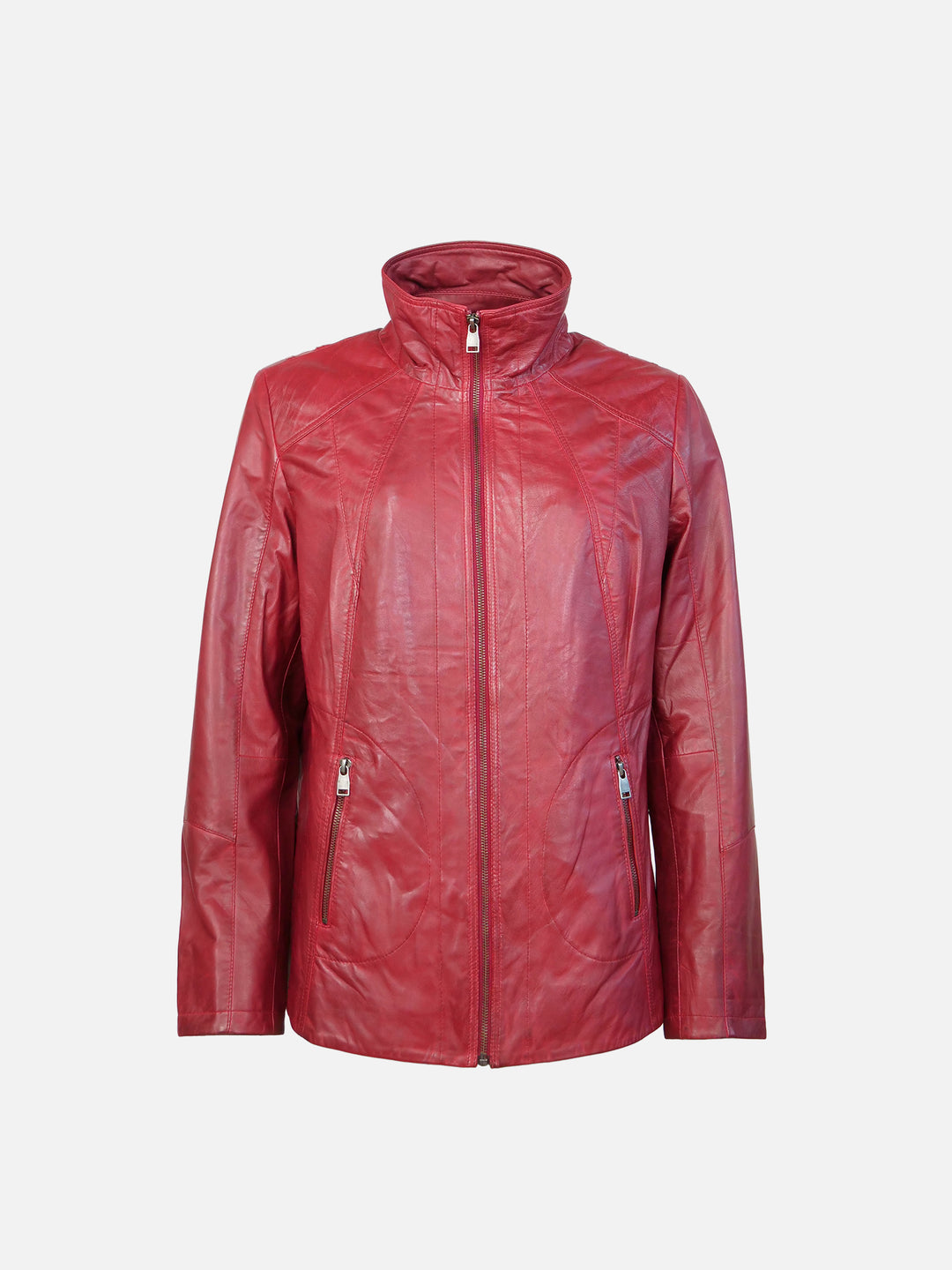 Nieuwe Iden - Comfort, 65 cm. - Lamb Malli Leren Jas - Dames - Rood