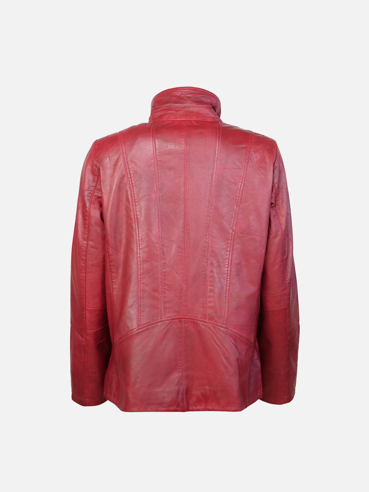 Nieuwe Iden - Comfort, 65 cm. - Lamb Malli Leren Jas - Dames - Rood