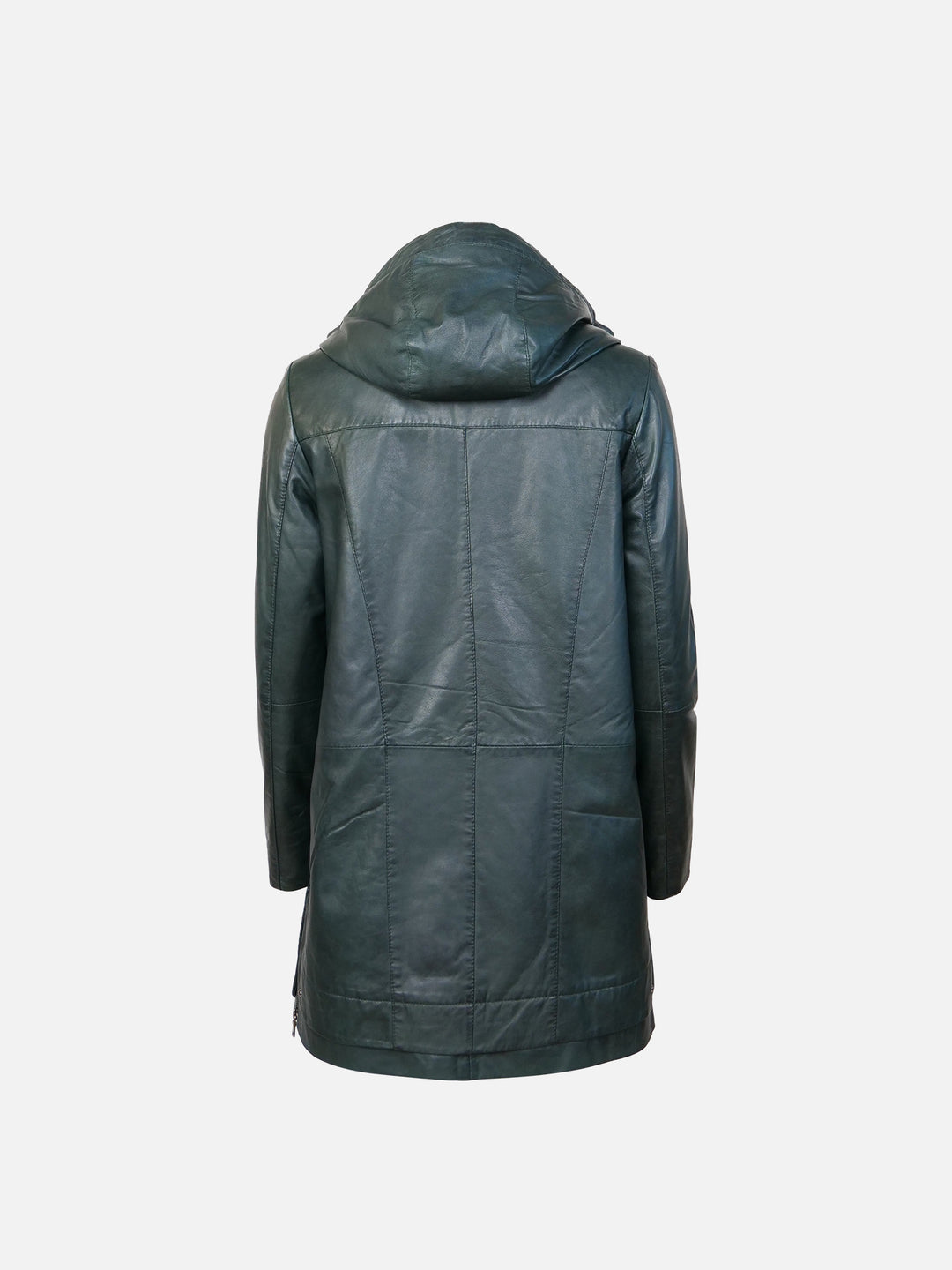 Aliana, 85 cm. - Capuchon - Lam Malli Leer - Dames - Kopergroen