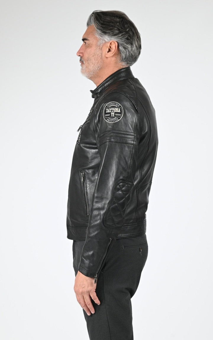 Blouson Cuir Homme Daytona 73, modèle Nieto 104382 de couleur black/black