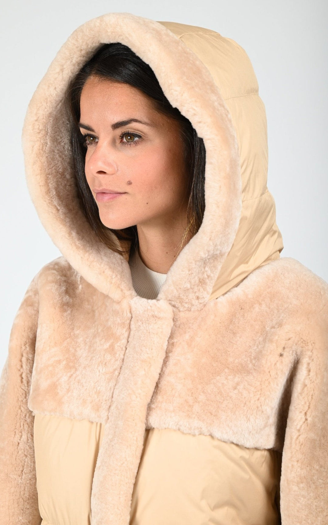 Beige Oeillet Lambswool Puffer Jacket - Women